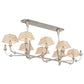 Meyda Lighting Cesta 58" 10-Light Brushed Nickel Chandelier With Beige Textrene Shade
