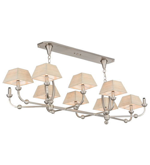 Meyda Lighting Cesta 58" 10-Light Brushed Nickel Chandelier With Beige Textrene Shade