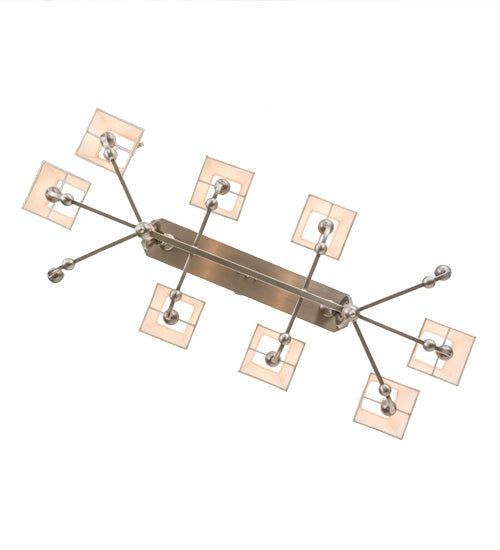 Meyda Lighting Cesta 58" 10-Light Brushed Nickel Chandelier With Beige Textrene Shade