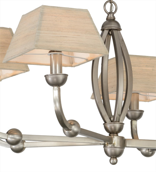 Meyda Lighting Cesta 58" 10-Light Brushed Nickel Chandelier With Beige Textrene Shade