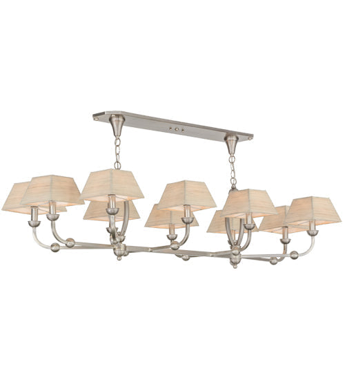 Meyda Lighting Cesta 58" 10-Light Brushed Nickel Chandelier With Beige Textrene Shade