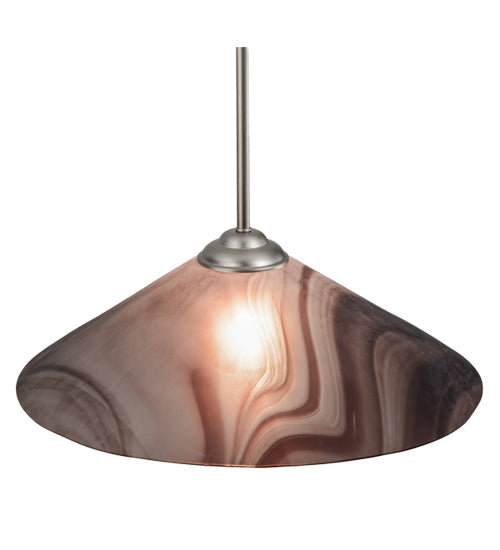 Meyda Lighting Chambord Swirl 18" Brushed Nickel Pendant Light With Violet Fused Shade Glass