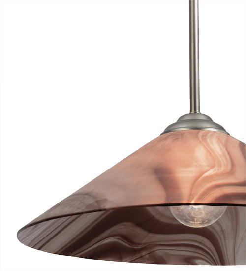 Meyda Lighting Chambord Swirl 18" Brushed Nickel Pendant Light With Violet Fused Shade Glass