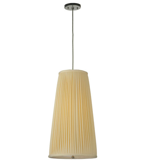Meyda Lighting Channell 13" Chrome Tapered & Pleated Pendant Light With Cream Fabric and Statuario Idalight Shade