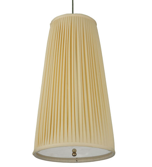 Meyda Lighting Channell 13" Chrome Tapered & Pleated Pendant Light With Cream Fabric and Statuario Idalight Shade