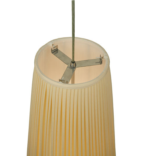 Meyda Lighting Channell 13" Chrome Tapered & Pleated Pendant Light With Cream Fabric and Statuario Idalight Shade
