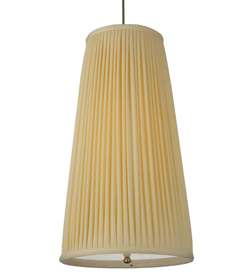 Meyda Lighting Channell 13" Chrome Tapered & Pleated Pendant Light With Cream Fabric and Statuario Idalight Shade