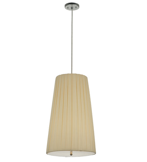 Meyda Lighting Channell 15" 3-Light Chrome Tapered & Pleated Pendant Light With Antique Cream Shade