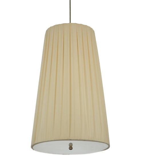 Meyda Lighting Channell 15" 3-Light Chrome Tapered & Pleated Pendant Light With Antique Cream Shade