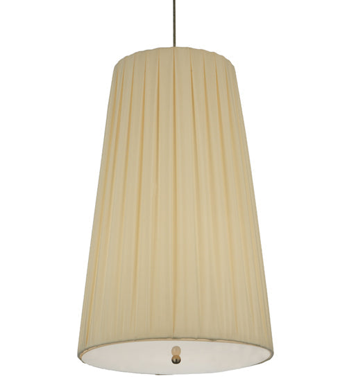 Meyda Lighting Channell 15" 3-Light Chrome Tapered & Pleated Pendant Light With Antique Cream Shade