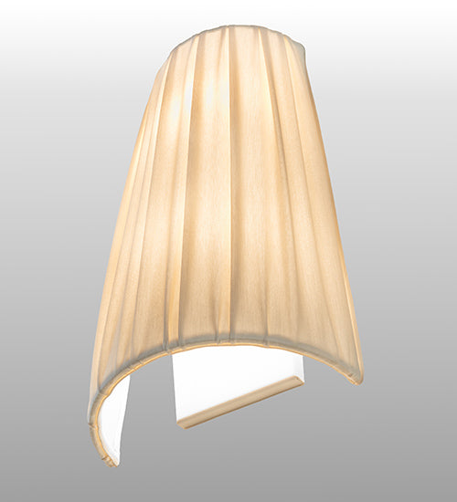 Meyda Lighting Channell 9" 2-Light Gloss White Tapered & Pleated Wall Sconce With Antique Cream Textrene Shade