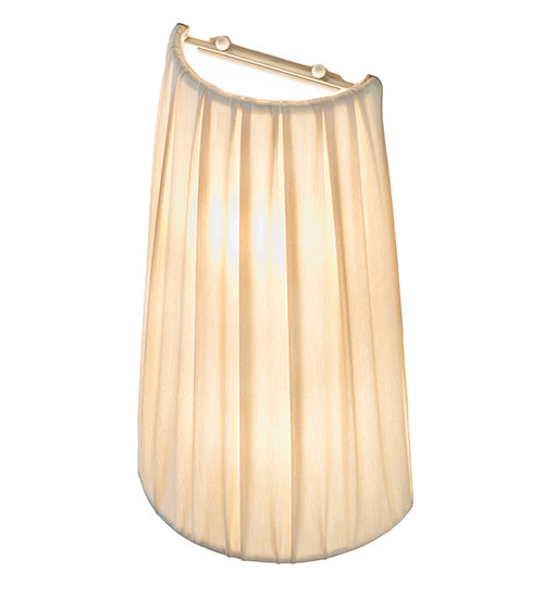 Meyda Lighting Channell 9" 2-Light Gloss White Tapered & Pleated Wall Sconce With Antique Cream Textrene Shade