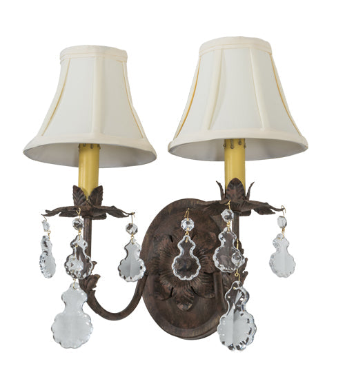 Meyda Lighting Chantilly 14" 2-Light Cortez Gold Wall Sconce With Cream Textrene Shade