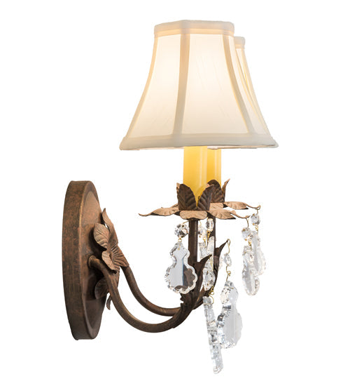 Meyda Lighting Chantilly 14" 2-Light Cortez Gold Wall Sconce With Cream Textrene Shade