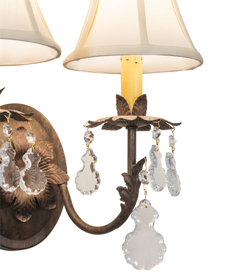 Meyda Lighting Chantilly 14" 2-Light Cortez Gold Wall Sconce With Cream Textrene Shade