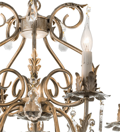 Meyda Lighting Chantilly 24" 5-Light Antique Silver Chandelier With Cream Fabric Shade