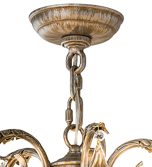 Meyda Lighting Chantilly 24" 5-Light Antique Silver Chandelier With Cream Fabric Shade