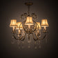 Meyda Lighting Chantilly 24" 5-Light Antique Silver Chandelier With Cream Fabric Shade
