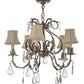 Meyda Lighting Chantilly 24" 5-Light Antique Silver Chandelier With Cream Fabric Shade