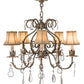 Meyda Lighting Chantilly 24" 5-Light Antique Silver Chandelier With Cream Fabric Shade