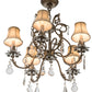 Meyda Lighting Chantilly 24" 5-Light Antique Silver Chandelier With Cream Fabric Shade