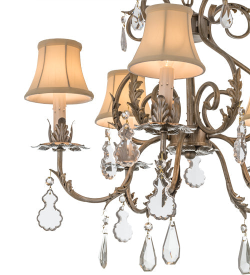Meyda Lighting Chantilly 24" 5-Light Antique Silver Chandelier With Cream Fabric Shade