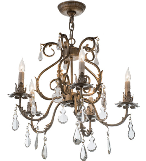 Meyda Lighting Chantilly 24" 5-Light Antique Silver Chandelier With Cream Fabric Shade