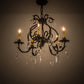Meyda Lighting Chantilly 24" 5-Light Chestnut Chandelier With Amber Faux Candlelight Shade Glass