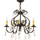 Meyda Lighting Chantilly 24" 5-Light Chestnut Chandelier With Amber Faux Candlelight Shade Glass