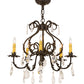 Meyda Lighting Chantilly 24" 5-Light Chestnut Chandelier With Amber Faux Candlelight Shade Glass