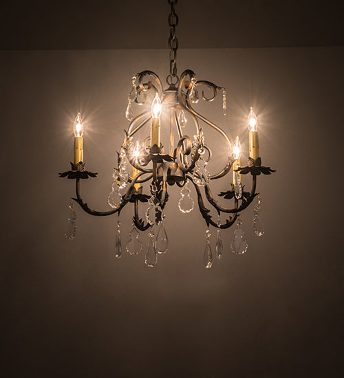 Meyda Lighting Chantilly 24" 5-Light French Bronzed Chandelier With Amber Faux Candlelight