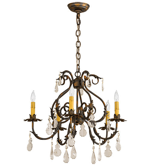 Meyda Lighting Chantilly 24" 5-Light French Bronzed Chandelier With Amber Faux Candlelight