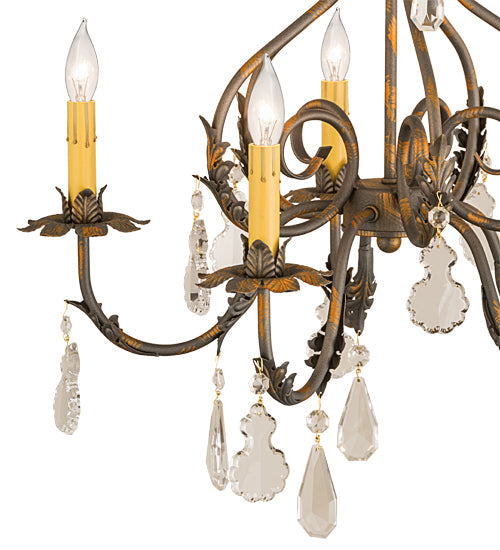 Meyda Lighting Chantilly 24" 5-Light French Bronzed Chandelier With Amber Faux Candlelight