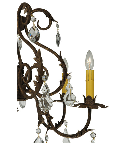 Meyda Lighting Chantilly 24" 5-Light Pompeii Gold Chandelier With Amber Faux Candlelight