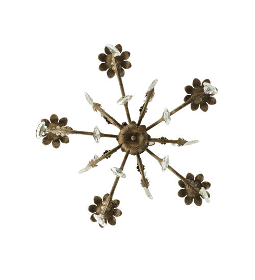 Meyda Lighting Chantilly 24" 5-Light Pompeii Gold Chandelier With Amber Faux Candlelight