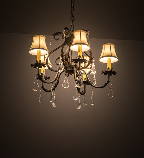 Meyda Lighting Chantilly 25" 5-Light French Bronze Chandelier With Cream Trumpet Textrene Shade