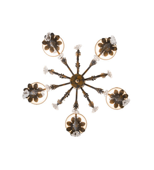 Meyda Lighting Chantilly 25" 5-Light French Bronze Chandelier With Cream Trumpet Textrene Shade