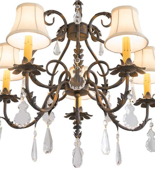 Meyda Lighting Chantilly 25" 5-Light French Bronze Chandelier With Cream Trumpet Textrene Shade