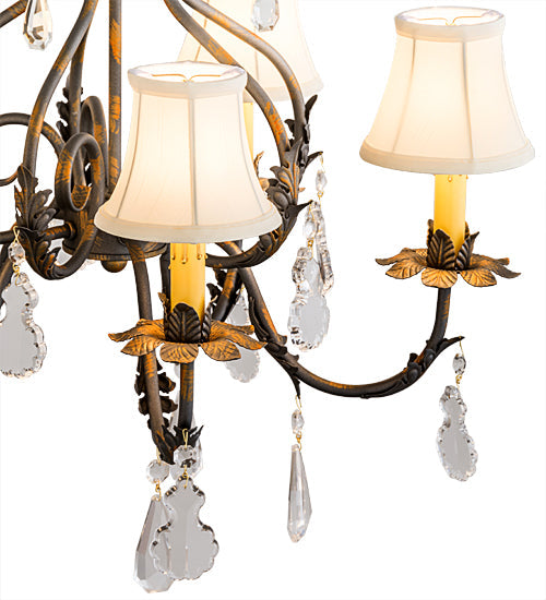 Meyda Lighting Chantilly 25" 5-Light French Bronze Chandelier With Cream Trumpet Textrene Shade