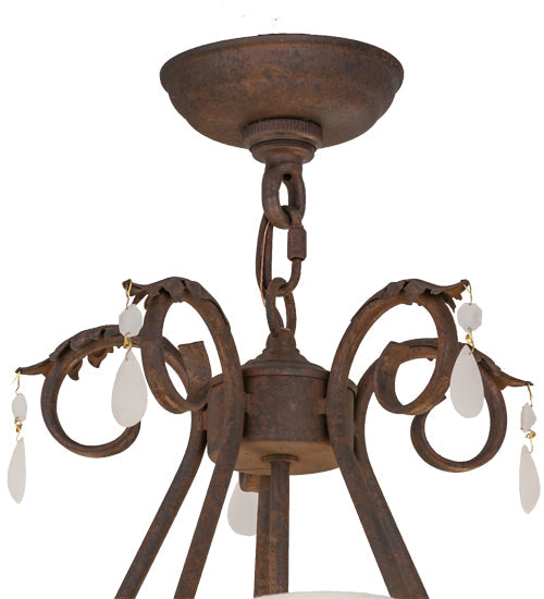 Meyda Lighting Chantilly 25" 5-Light Rusty Nail Chandelier With Natural Linen Textrene Shade