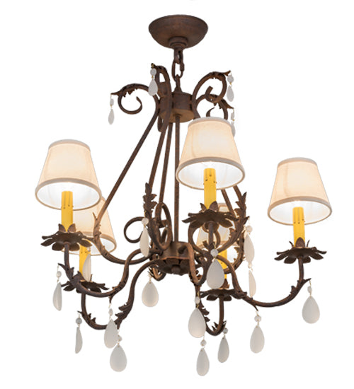 Meyda Lighting Chantilly 25" 5-Light Rusty Nail Chandelier With Natural Linen Textrene Shade