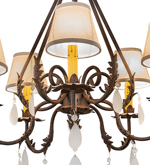 Meyda Lighting Chantilly 25" 5-Light Rusty Nail Chandelier With Natural Linen Textrene Shade