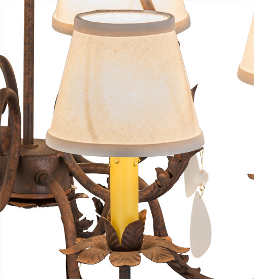 Meyda Lighting Chantilly 25" 5-Light Rusty Nail Chandelier With Natural Linen Textrene Shade