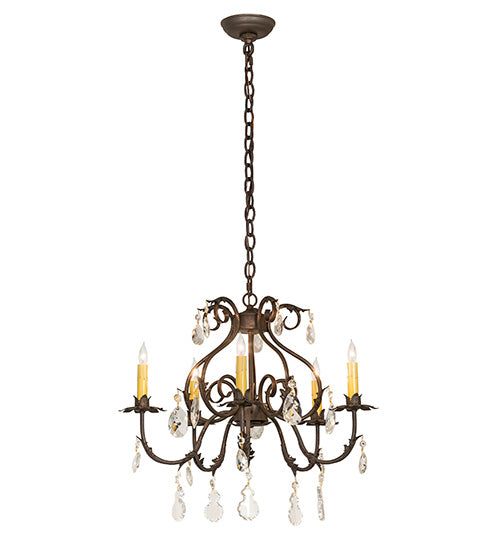 Meyda Lighting Chantilly 256731 24" 5-Light Gilded Tobacco Chandelier With Ivory Faux Candlelight