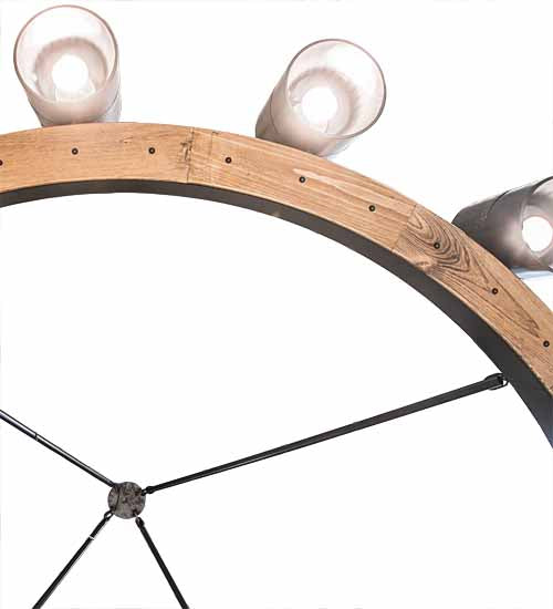 Meyda Lighting Chappell 144" 16-Light Bronze & Natural Wood Chandelier