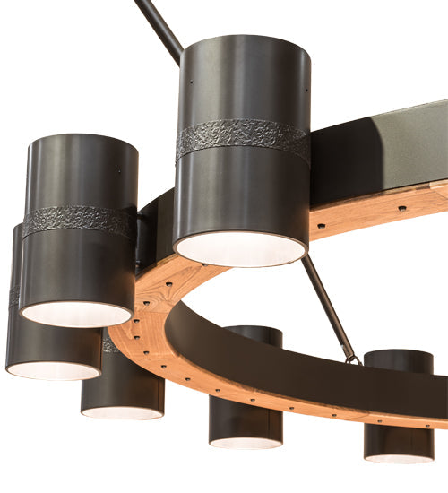 Meyda Lighting Chappell 144" 16-Light Bronze & Natural Wood Chandelier