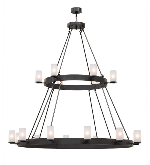 Meyda Lighting Chappell 72" 16-Light 2-Tier Timeless Bronze Chandelier With Frosted Clear Shade Glass