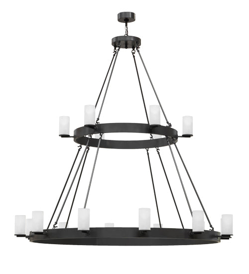 Meyda Lighting Chappell 72" 16-Light 2-Tier Timeless Bronze Chandelier With Frosted Clear Shade Glass