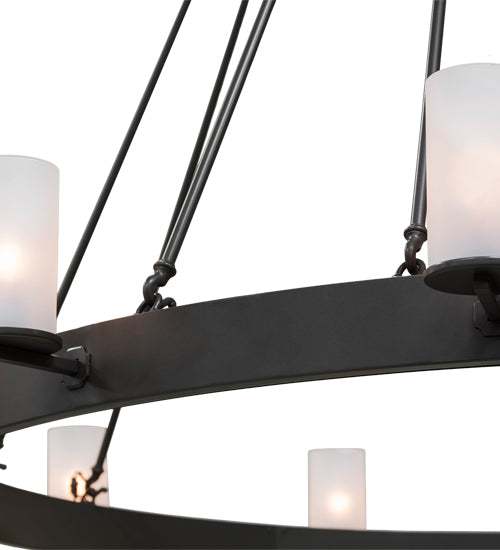 Meyda Lighting Chappell 72" 16-Light 2-Tier Timeless Bronze Chandelier With Frosted Clear Shade Glass