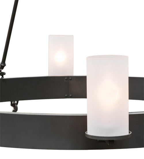 Meyda Lighting Chappell 72" 16-Light 2-Tier Timeless Bronze Chandelier With Frosted Clear Shade Glass
